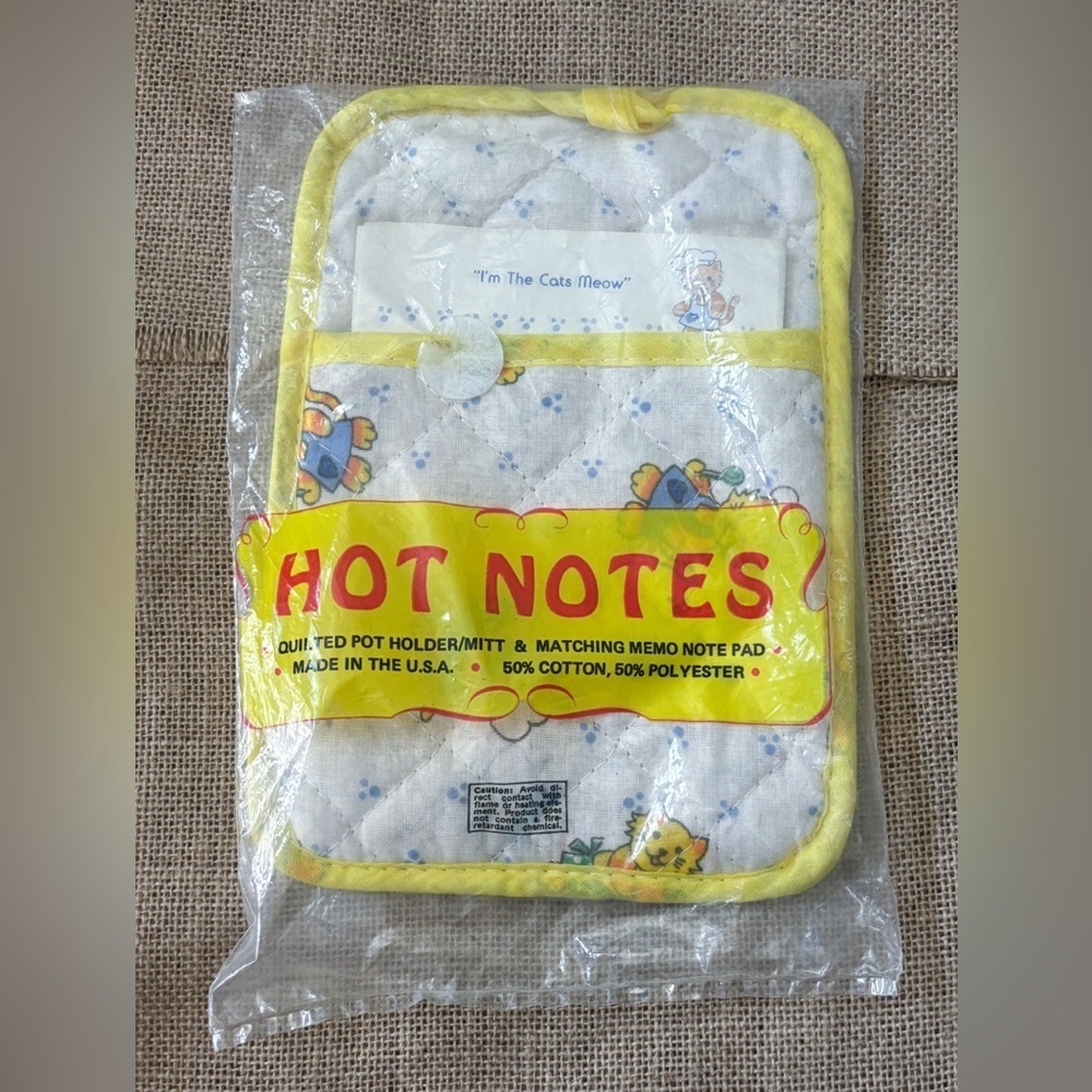Vintage Hot Notes Cat Pot Holder Notepad Set Kitsch 50s Vibes Cottage Core READ
